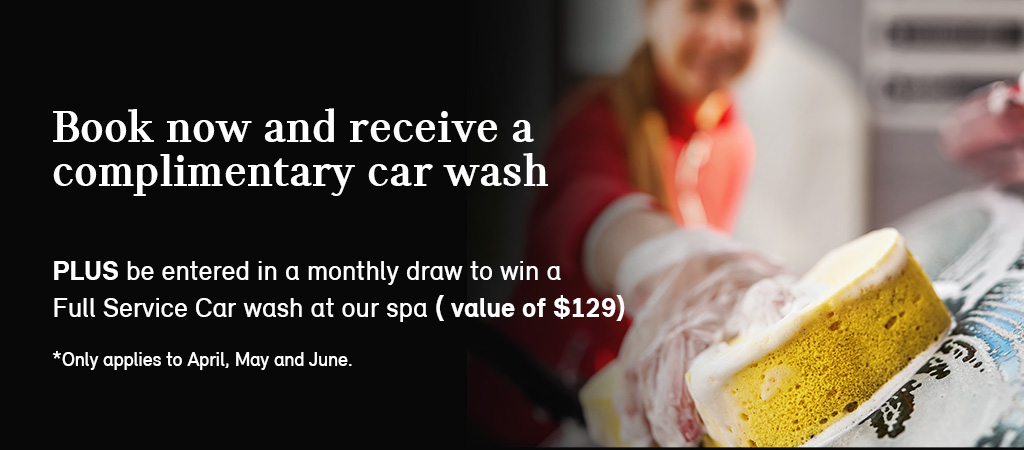 Book now and receive a complimentary car wash.