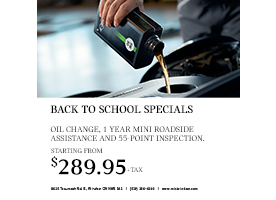 OIL CHANGE, 1 YEAR MINI ROADSIDE ASSISTANCE AND 55-POINT INSPECTION